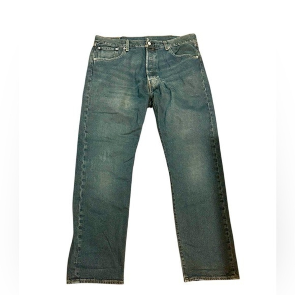 Levis 501 Button Fly Straight Leg Jeans - Mens Size 38x32 - Dark Wash